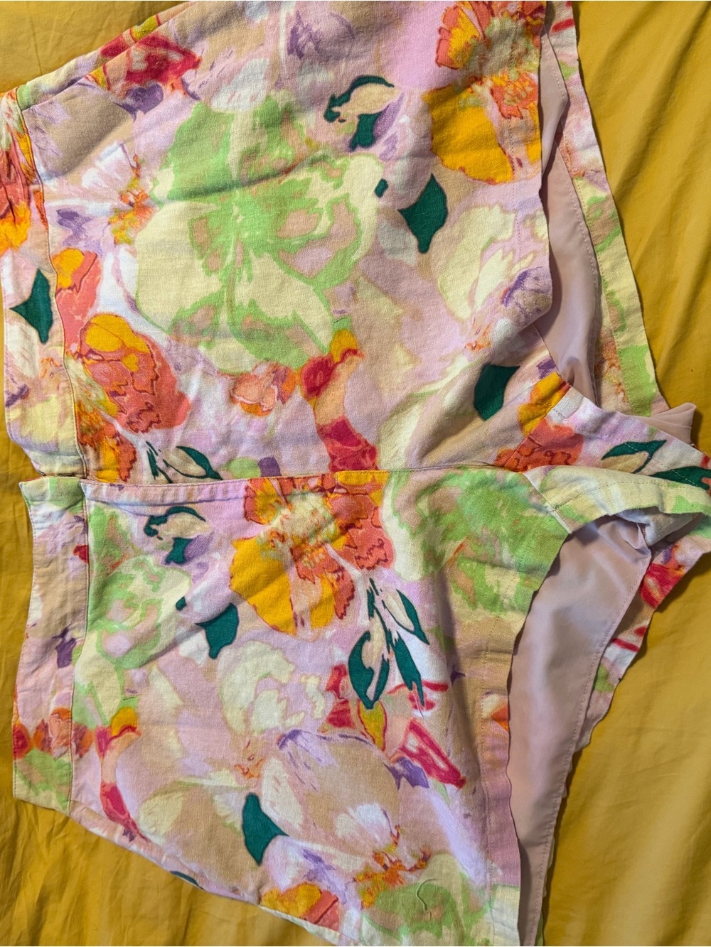 Bar III Pastel Floral Elastic Waist Shorts in Pink and Green